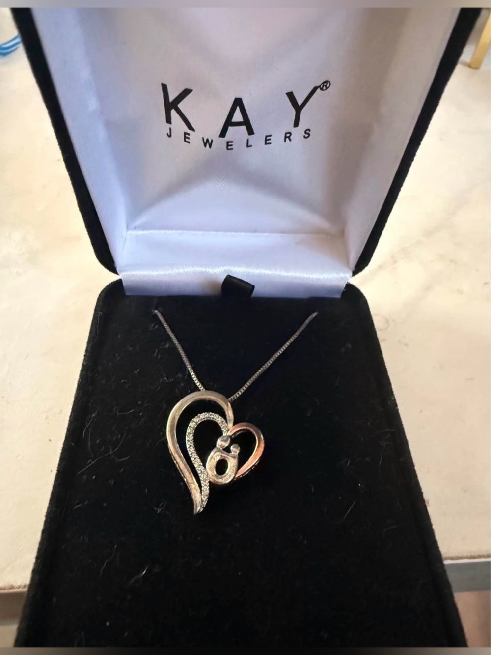 Kay Jewelers Silver-Tone Double Heart Pendant Necklace